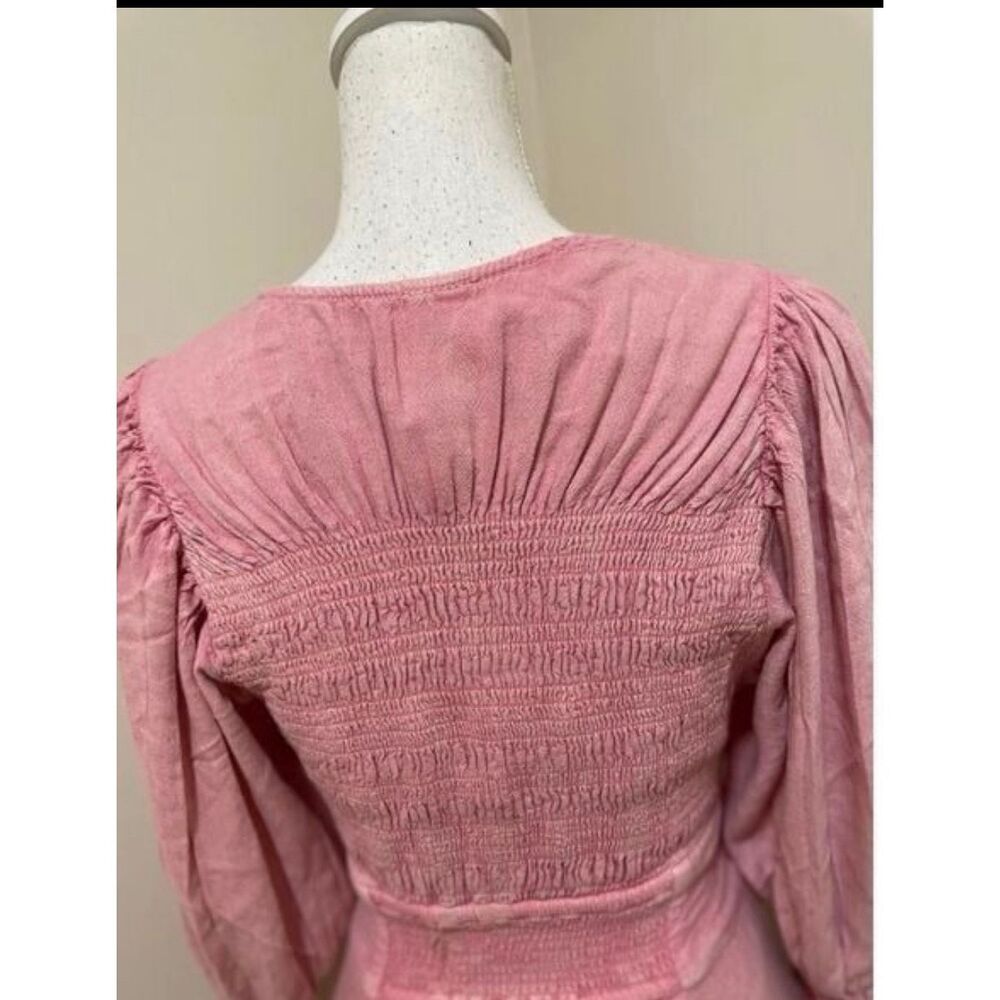 NWT Free People String Of Hearts Maxi Dress Smocked V Neck Buttondown size L - Picture 4 of 7
